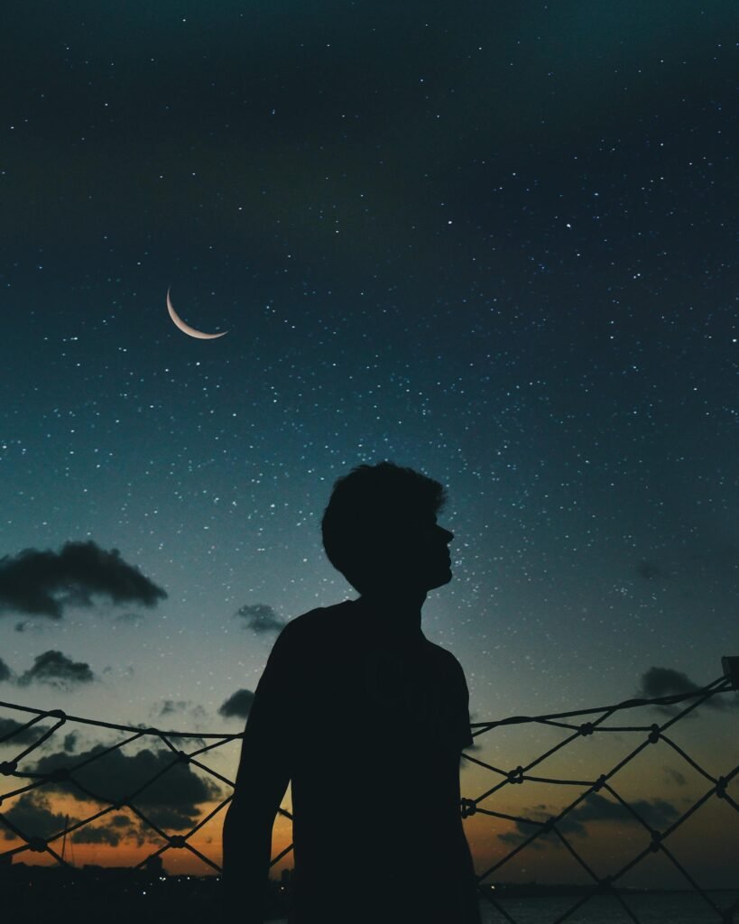 Silhouette Of Man During Nighttime