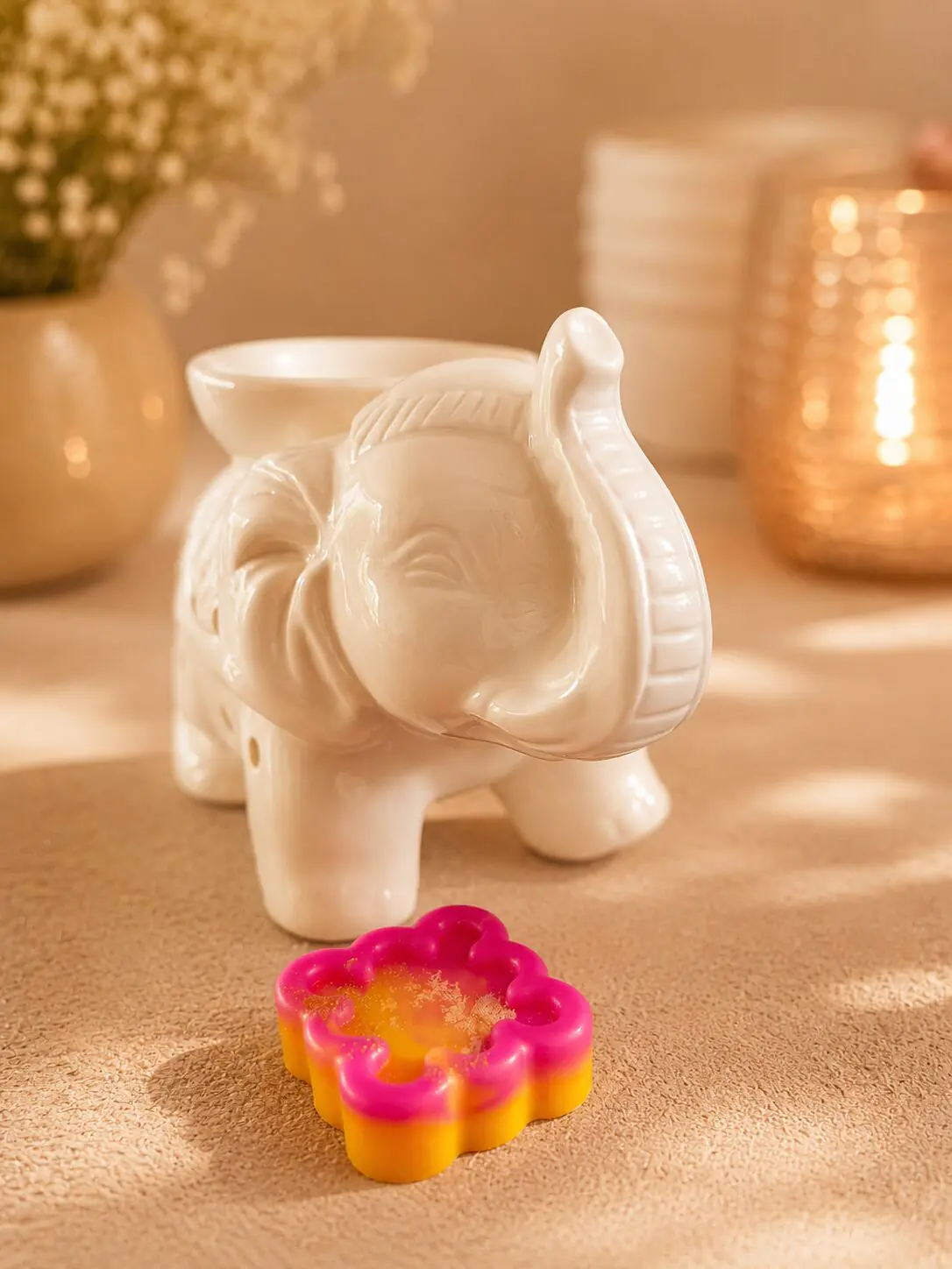 Brûle-Parfum Éléphant Blanc – Déco Cocooning & Fondants Parfumés